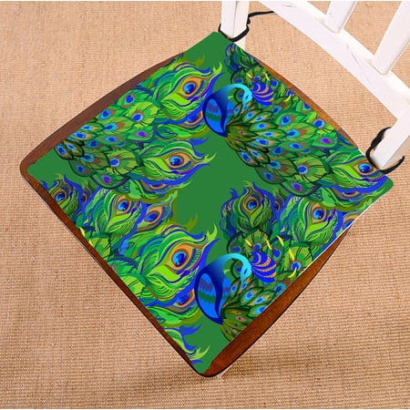 ABPHQTO Peacock Birds Fully Fanned Tail Green Chair Pad Seat Cushion Chair Cushion Floor Cushion Two Sides Printing 16x16 Inch