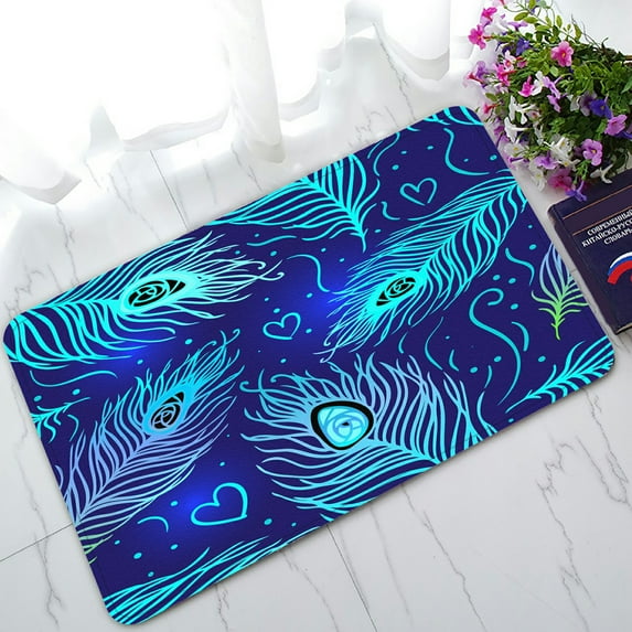 ABPHQTO Peacock Feathers Colorful Doormat Entrance Rug Area Rug Floor Mat Home Decor 30x18 Inch