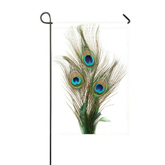 ABPHQTO Peacock Feathers Home Outdoor Garden Flag House Banner Size 12x18 Inch