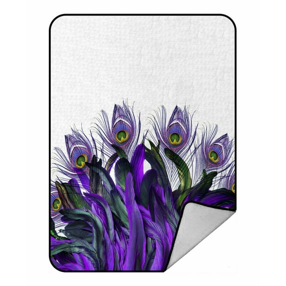 ABPHQTO Peacock Fleece Blanket Fleece Back Throw Blanket 58x80 Inch