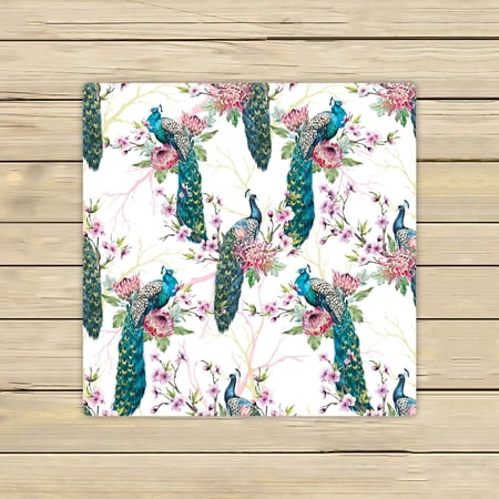 ABPHQTO Peacock On A Tree Cherry Flowering Trees Towels,Beach Bath Pool Sprot Travel Hand Spa Towel 13x13 Inch
