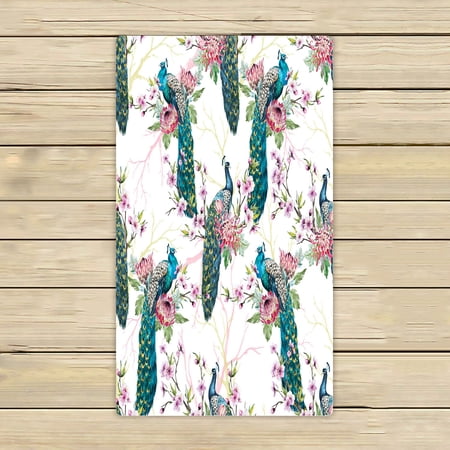 ABPHQTO Peacock On A Tree Cherry Flowering Trees Towels,Beach Bath Pool Sprot Travel Hand Spa Towel 16x28 Inch