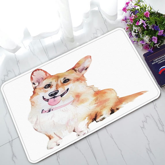 ABPHQTO Pembroke Welsh Corgi Dog In Watercolor Doormat Entrance Rug Area Rug Floor Mat Home Decor 30x18 Inch
