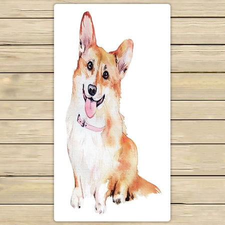 ABPHQTO Pembroke Welsh Corgi Dog In Watercolor Towels,Beach Bath Pool Sprot Travel Hand Spa Towel 30x56 Inch