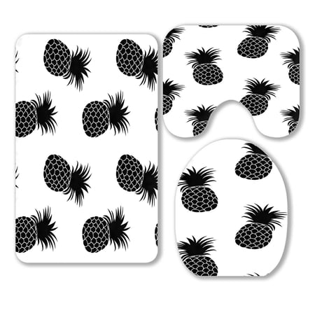 ABPHQTO Pineapple Pineapple 3 Piece Bathroom Rugs Set Bath Rug Contour Mat and Toilet Lid Cover