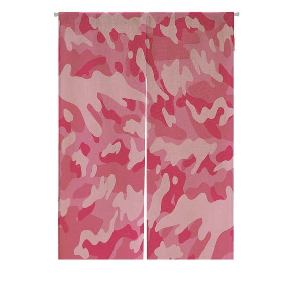 ABPHQTO Pink Camouflage Pattern Japanese Noren Curtain Doorway Door Window Treatment Curtains Cotton Linen Curtain 85x120 cm
