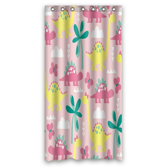 ABPHQTO Pink Dinosaur Waterproof Polyester Shower Curtain and Hooks For Home Decor 36x72 Inch