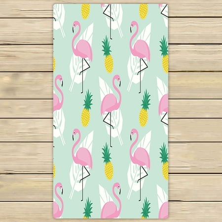 ABPHQTO Pink Flamingos Pineapples Palm Leaves Towels Beach Bath Pool Sprot Travel Hand Spa Towel 30x56 Inch