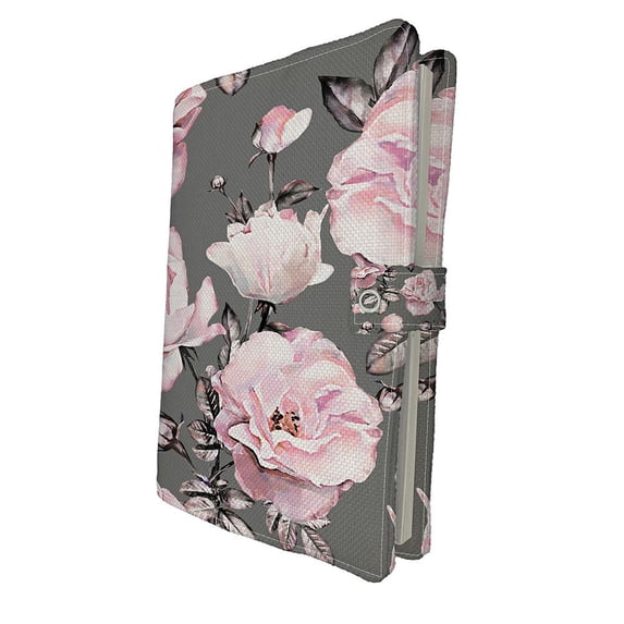 ABPHQTO Pink Flowers Leaves On Gray Book Cover Book Protector Book Sleeve Book Pouch Book Bag 6x9 inch