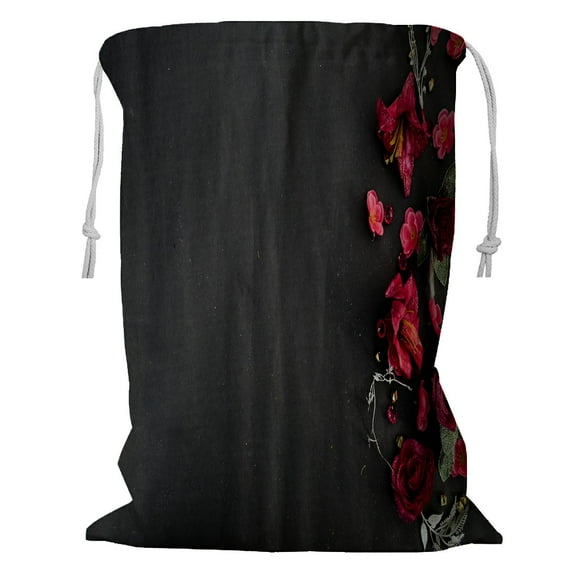 ABPHQTO Pink Glitter Flower Storage Basket Laundry Bag with Drawstring 18x24 Inch