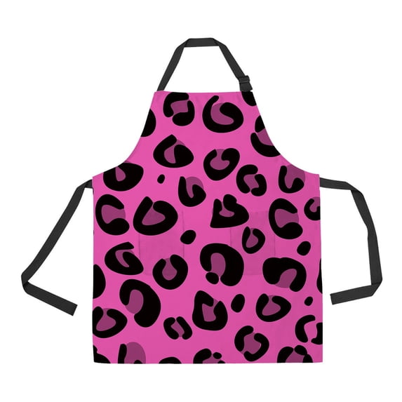 ABPHQTO Pink Leopard Texture Pattern Apron Home Kitchen Apron with Pockets