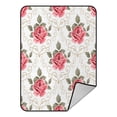 thumbnail image 1 of ABPHQTO Pink Roses Curly White Retro Fleece Blanket Fleece Back Throw Blanket 58x80inch, 1 of 1