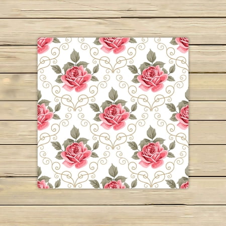 ABPHQTO Pink Roses Curly White Retro Towels,Beach Bath Pool Sprot Travel Hand Spa Towel 13x13 Inch