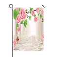 thumbnail image 1 of ABPHQTO Pink Roses Two Rows Stand In The Water Butterflies Home Outdoor Garden Flag House Banner Size 28x40 Inch, 1 of 1