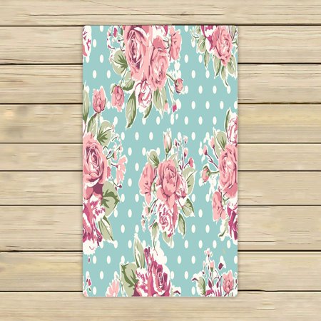 ABPHQTO Pink Vintage Rose Pattern On Green Background Towels,Beach Bath Pool Sprot Travel Hand Spa Towel 16x28 Inch