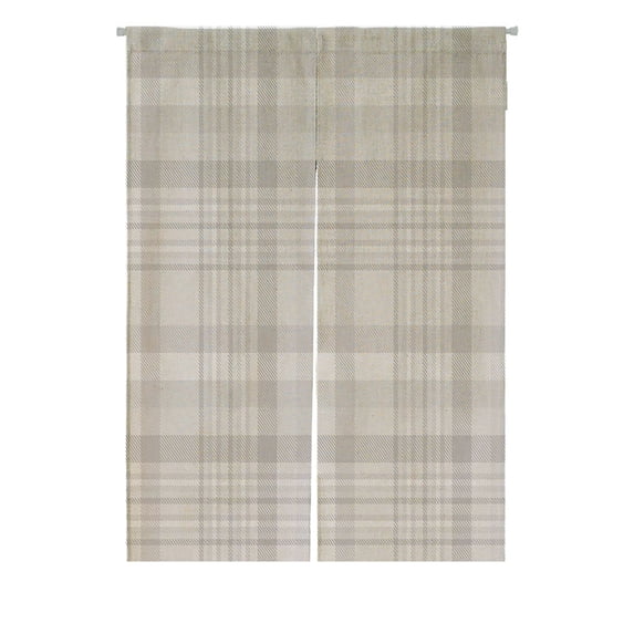 ABPHQTO Plaid Check Pattern In Shades Of Pale Grey Japanese Noren Curtain Doorway Door Window Treatment Curtains Cotton Linen Curtain 85x120 cm