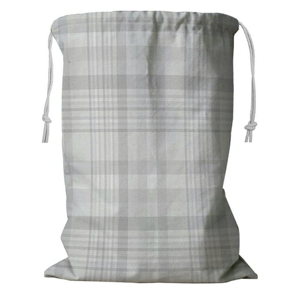 ABPHQTO Plaid Check Pattern In Shades Of Pale Grey Storage Basket Laundry Bag with Drawstring 18x24 Inch