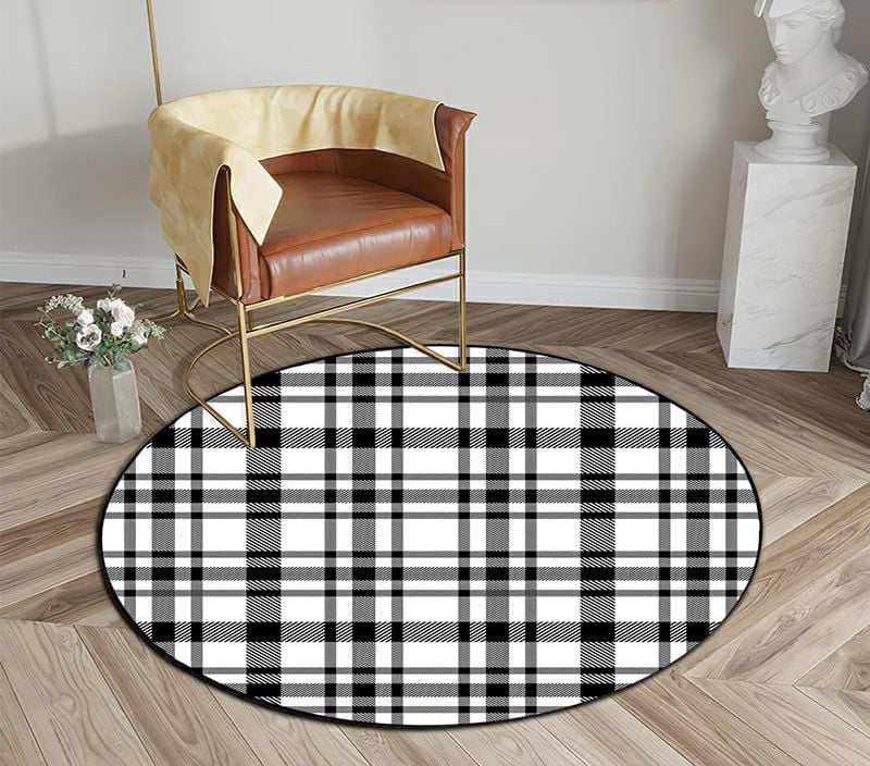 ABPHQTO Plaid Lumberjack And Buffalo Check Pattern Round Area Rugs ...
