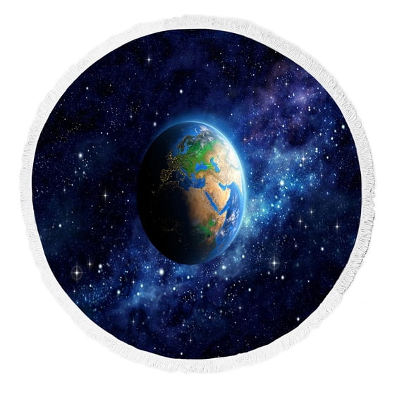 ABPHQTO Planet Earth Deep Space Europe Asia Middle East Beach Towel Beach Blanket with Tassels Beach Throw Towel Yoga Mat Picnic Blanket