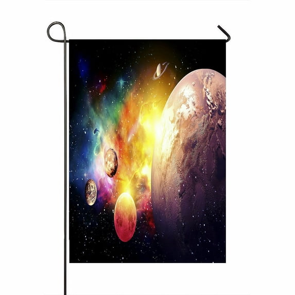 ABPHQTO Planets Galaxy Over Light Home Outdoor Garden Flag House Banner Size 28x40 Inch