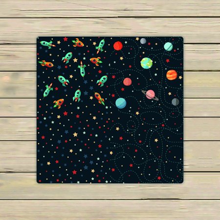 ABPHQTO Planets Rockets Stars Cartoon Planet Towels Beach Bath Pool Sprot Travel Hand Spa Towel 13x13 Inch