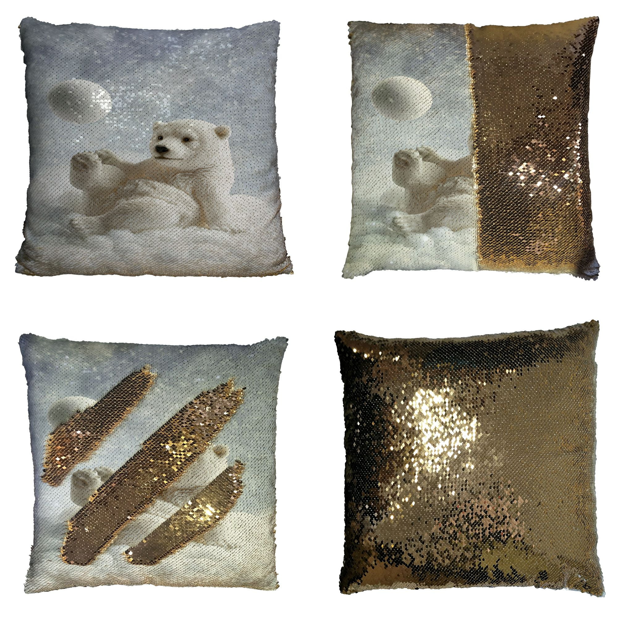 ABPHQTO Polar Bear Winter Playing Snowball Reversible Mermaid