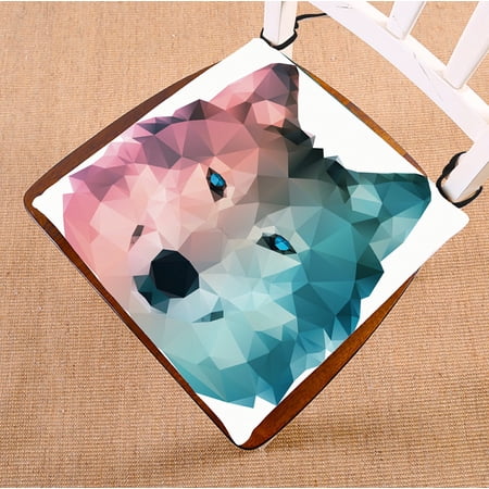 ABPHQTO Polygonal Style Wolf Chair Pad Seat Cushion Chair Cushion Floor Cushion Two Sides Printing 18x18 Inch