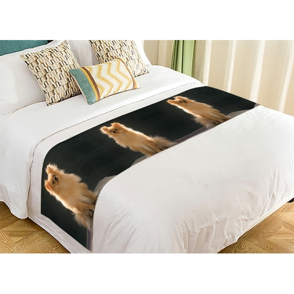 ABPHQTO Pomeranian Brown Dog Breed In Thailand Bed Runner Bedding Scarf Bed Decoration 20x95 inch