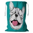 thumbnail image 1 of ABPHQTO Portrait Cheerful French Bulldog Laughing Storage Basket Laundry Bag with Drawstring 18x24 Inch, 1 of 3