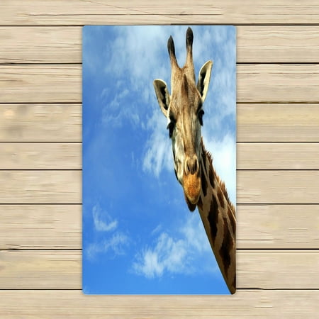 ABPHQTO Portrait Giraffe Camelopardalis Blue Sky White Clouds Wildlife Towels,Beach Bath Pool Sprot Travel Hand Spa Towel 16x28 Inch
