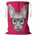 thumbnail image 1 of ABPHQTO Portrait Of Sphynx Cat With Glasses Storage Basket Laundry Bag with Drawstring 18x24 Inch, 1 of 3