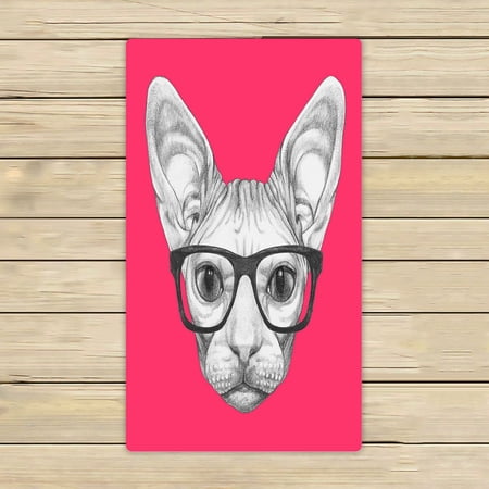 ABPHQTO Portrait Of Sphynx Cat With Glasses Towels,Beach Bath Pool Sprot Travel Hand Spa Towel 16x28 Inch