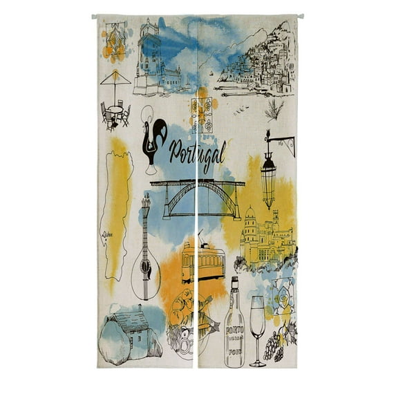 ABPHQTO Portugal Japanese Noren Curtain Doorway Door Window Treatment Curtains Cotton Linen Curtain 85x150 cm