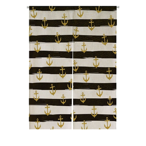 ABPHQTO Pretty Summer Gold Glitter Confetti Striped Japanese Noren Curtain Doorway Door Window Treatment Curtains Cotton Linen Curtain 85x120 cm