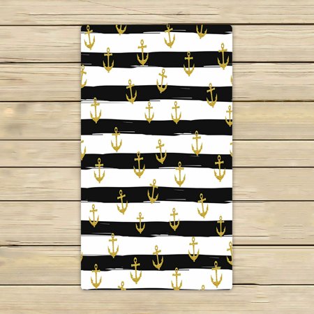 ABPHQTO Pretty Summer Gold Glitter Confetti Striped Towels Beach Bath Pool Sprot Travel Hand Spa Towel 16x28 Inch