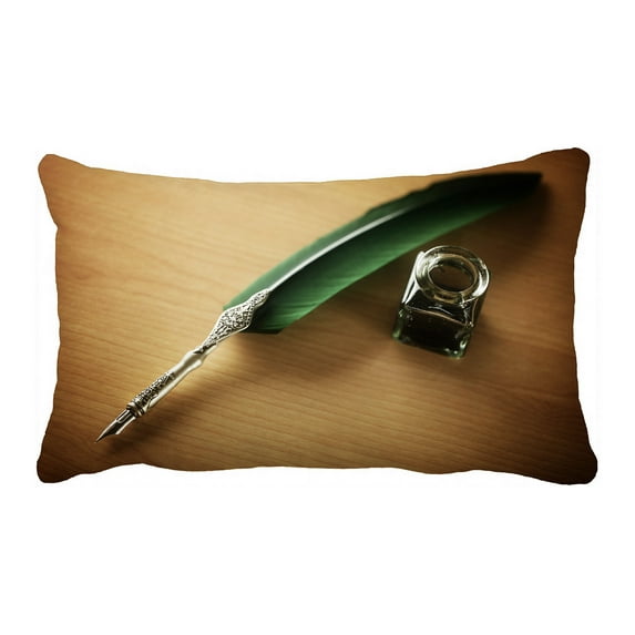 ABPHQTO Quill Pen Ink Well Resting Desk Concept Pillow Case Pillow Cover Pillow Protector Two Sides For Couch Bed 20x30 Inch