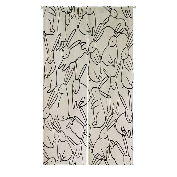 ABPHQTO Rabbit Bunny Japanese Noren Curtain Doorway Door Window Treatment Curtains Cotton Linen Curtain 105x120 cm