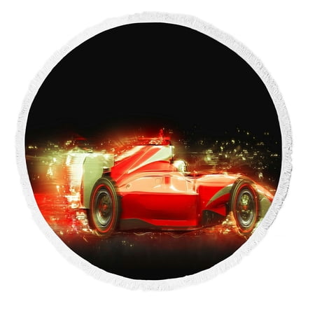 ABPHQTO Race Car Beach Towel Beach Blanket with Tassels Beach Throw Towel Yoga Mat Picnic Blanket