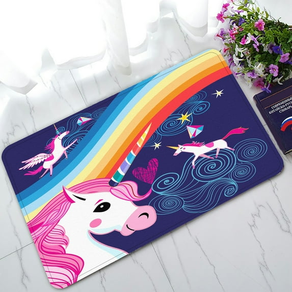 ABPHQTO Rainbow And Unicorns Doormat Entrance Rug Area Rug Floor Mat Home Decor 30x18 Inch