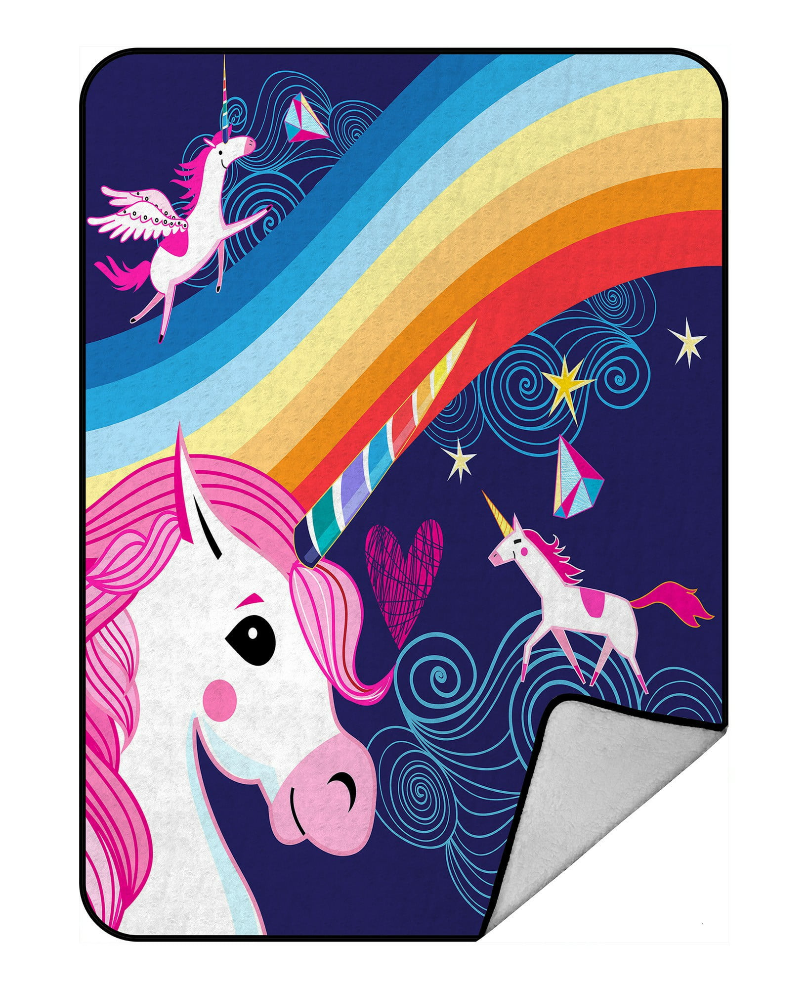 ABPHQTO Rainbow And Unicorns Fleece Blanket Fleece Back Throw Blanket