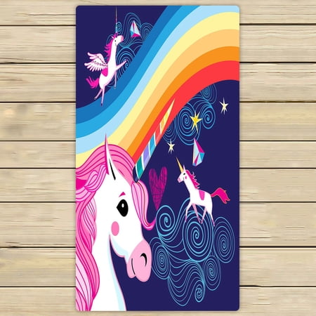 ABPHQTO Rainbow And Unicorns Towels Beach Bath Pool Sprot Travel Hand Spa Towel 30x56 Inch