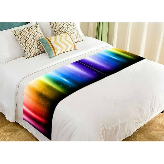 ABPHQTO Rainbow Bed Runner Bedding Scarf Bed Decoration 20x95 inch