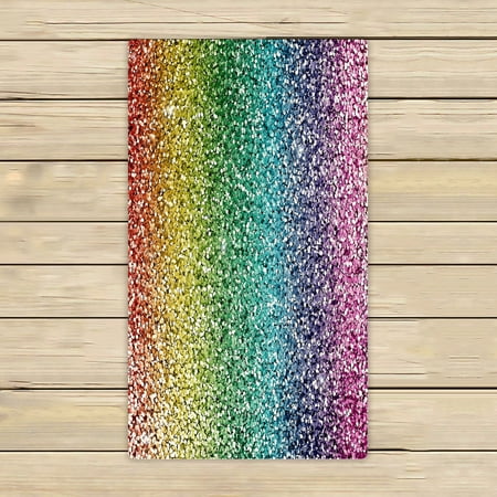 ABPHQTO Rainbow Glitter Towels,Beach Bath Pool Sprot Travel Hand Spa Towel 16x28 Inch