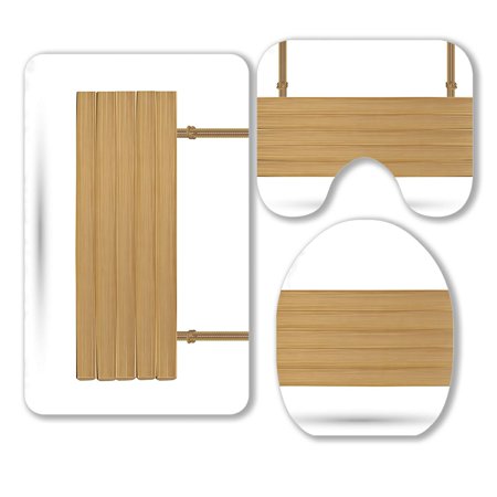 ABPHQTO Real Hanging Wood Board Sign On A White 3 Piece Bathroom Rugs Set Bath Rug Contour Mat and Toilet Lid Cover