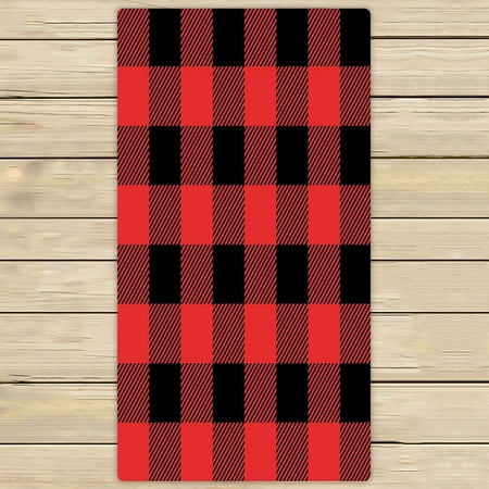ABPHQTO Red And Black Tartan Plaid Checkered Pattern Towels Beach Bath Pool Sprot Travel Hand Spa Towel 30x56 Inch