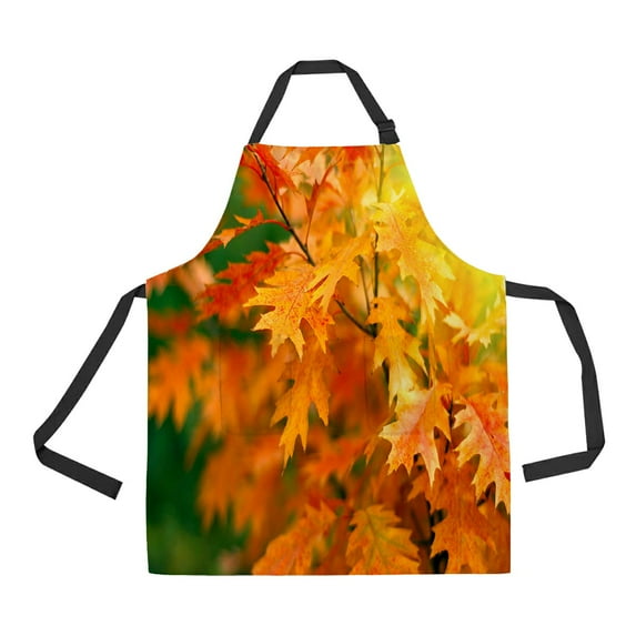 ABPHQTO Red Autumn Leaves Apron Home Kitchen Apron with Pockets