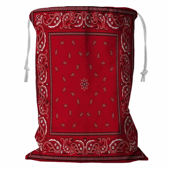ABPHQTO Red Bandana Storage Basket Laundry Bag with Drawstring 24x32 Inch