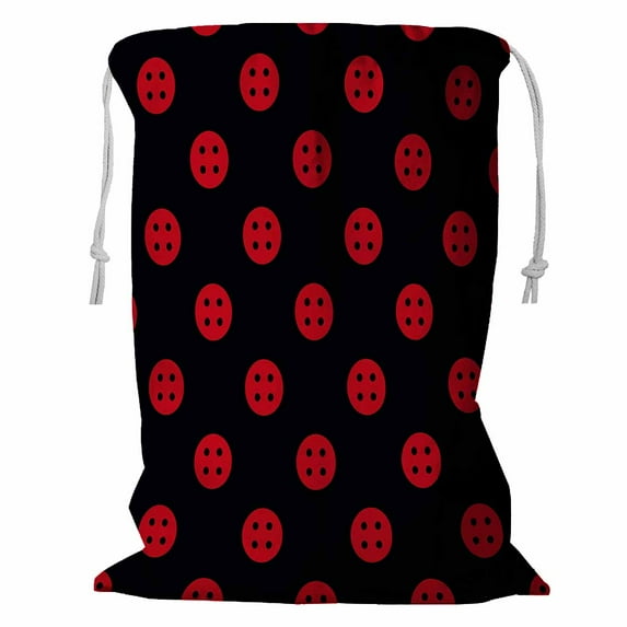 ABPHQTO Red Black Buttons Polka Dots Storage Basket Laundry Bag with Drawstring 24x32 Inch