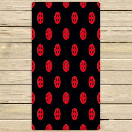 ABPHQTO Red Black Buttons Polka Dots Towels Beach Bath Pool Sprot Travel Hand Spa Towel 30x56 Inch