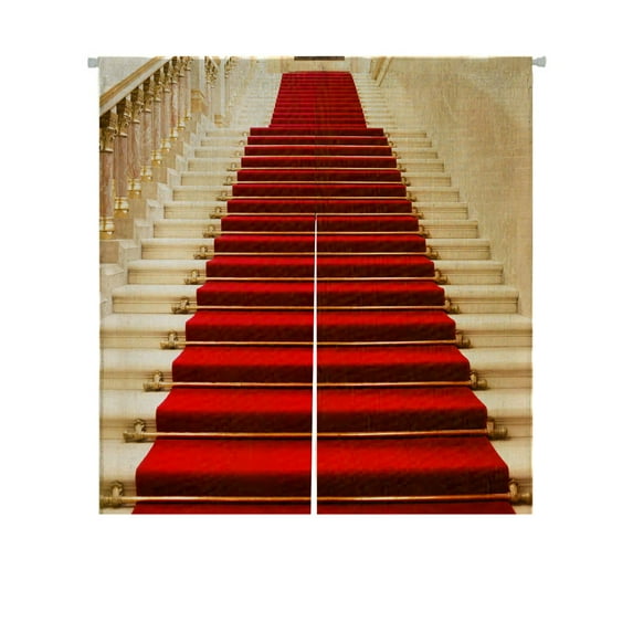 ABPHQTO Red Carpet On The Stairs In A Luxury Interior Japanese Noren Curtain Doorway Door Window Treatment Curtains Cotton Linen Curtain 85x90 cm